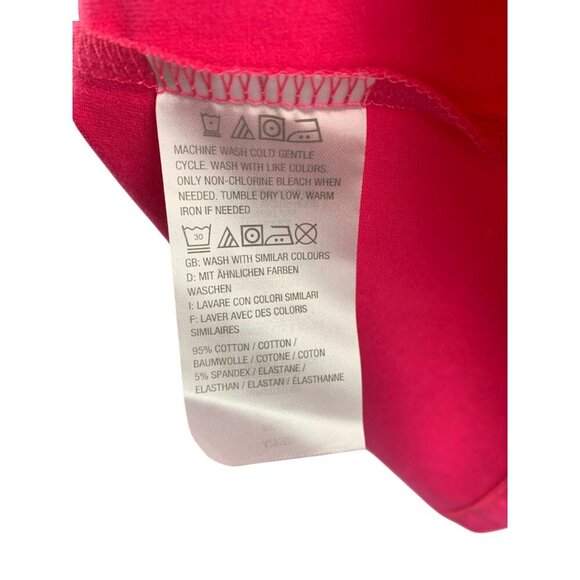 D & Co. Womens Plus Size 3X Pink Lace-Up Neck Short Sleeve T-Shirt - Picture 4 of 4